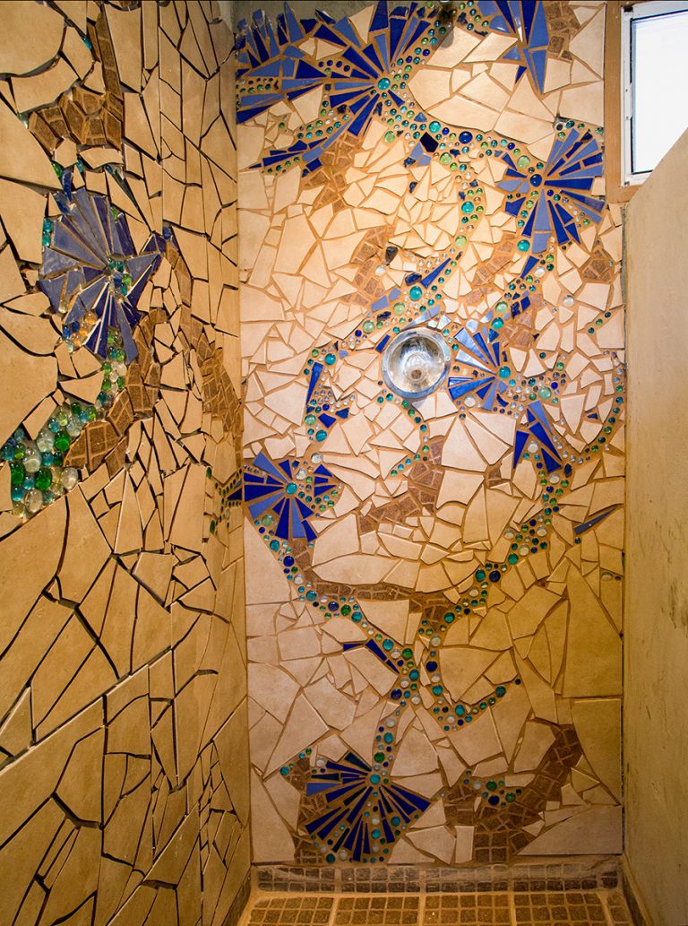 Leena Hannonen, mosaic art, glass mosaic, art for sale, mosaic shower, interior design